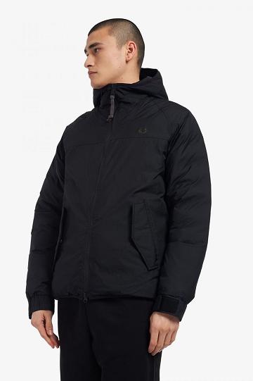 Kurtka Fred Perry Insulated Zakapturzony Męskie Czarne | PL 1194KORI